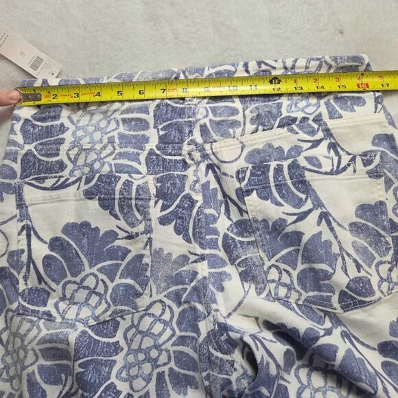 New 31 Anthropologie x Pilcro The Adi printed linen mid-rise flare pants in blu - Picture 10 of 11